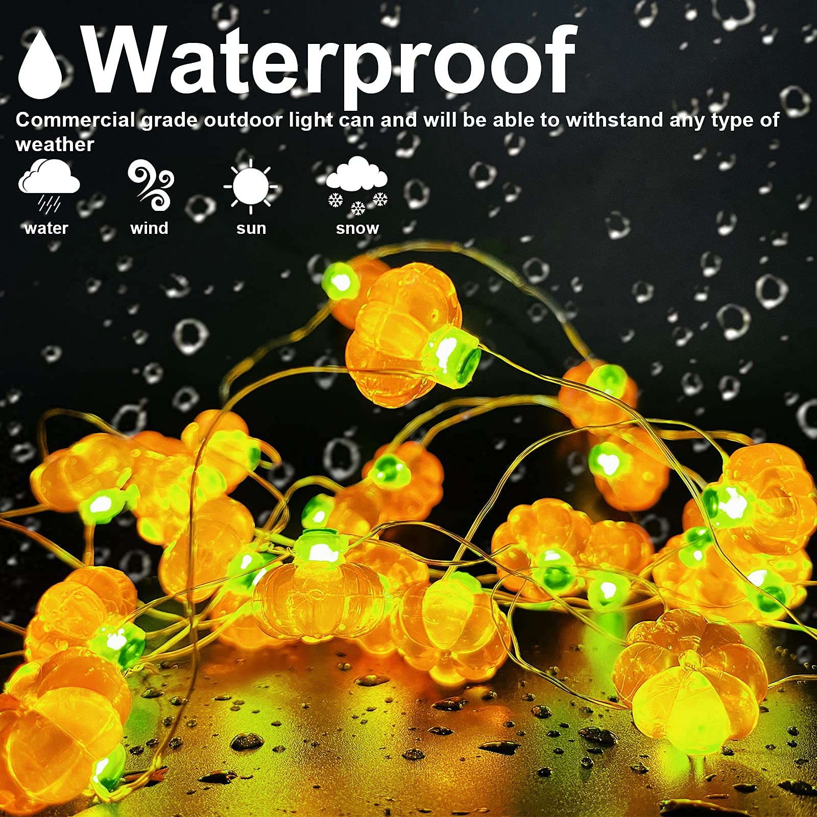 TURNMEON 40LED 13Ft Thanksgiving String Lights - 3D Pumpkin Lights Battery Operated for Indoor Outdoor Fall Decor | Perfect for Thanksgiving, Halloween, Autumn Harvest Home & Party Decorations