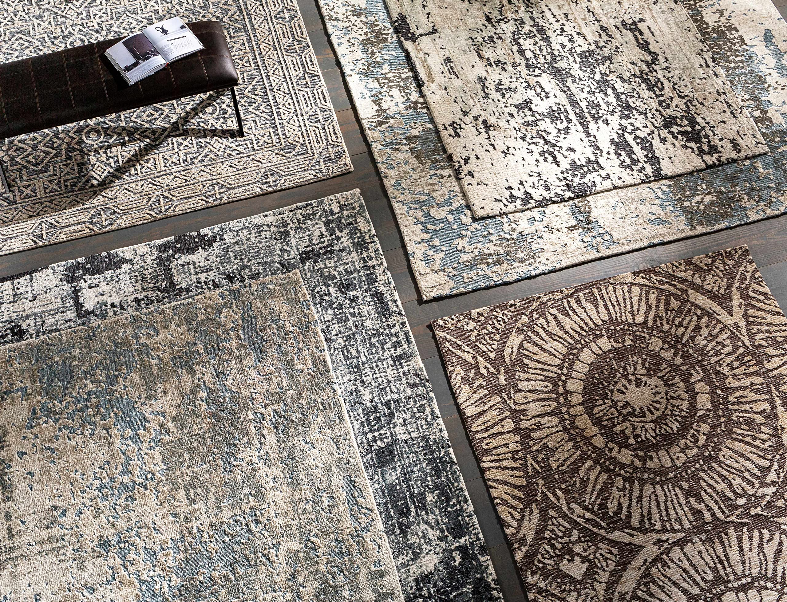 Modern Hauteloom Dundry Area Rug for Living Room & Bedroom - Soft Contemporary Design in Charcoal, Gray & Peach - 2' x 3' - Perfect for Cozy Home Decor, Apartment Styling & Office Spaces