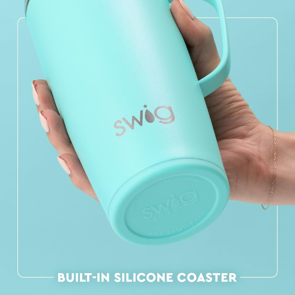 Swig Life 22oz Insulated Stainless Steel Travel Mug with Handle & Lid - Leakproof Coffee Tumbler, Cup Holder Friendly, Dishwasher Safe - Perfect for Commuting, Office, Camping & Outdoor Adventures (Paradise Color)