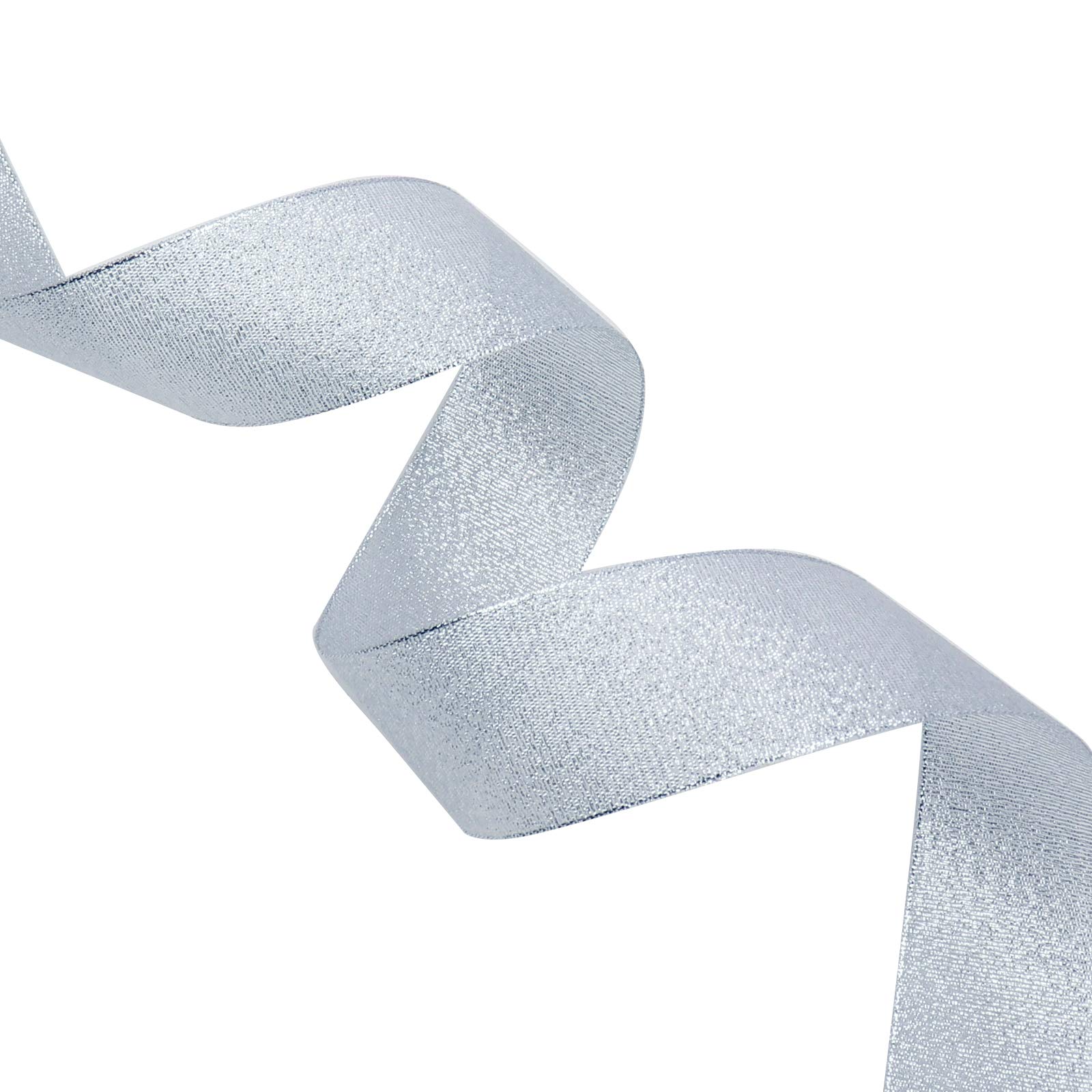 1-1/2 Inch Glitter Silver Ribbon - 25 Yards Decorative Fabric Ribbon for Gift Wrapping, Easter, Holiday Parties, Wedding Decorations, Balloons, Sewing & Floral DIY - Perfect for Crafts, Home Decor and Seasonal Celebrations