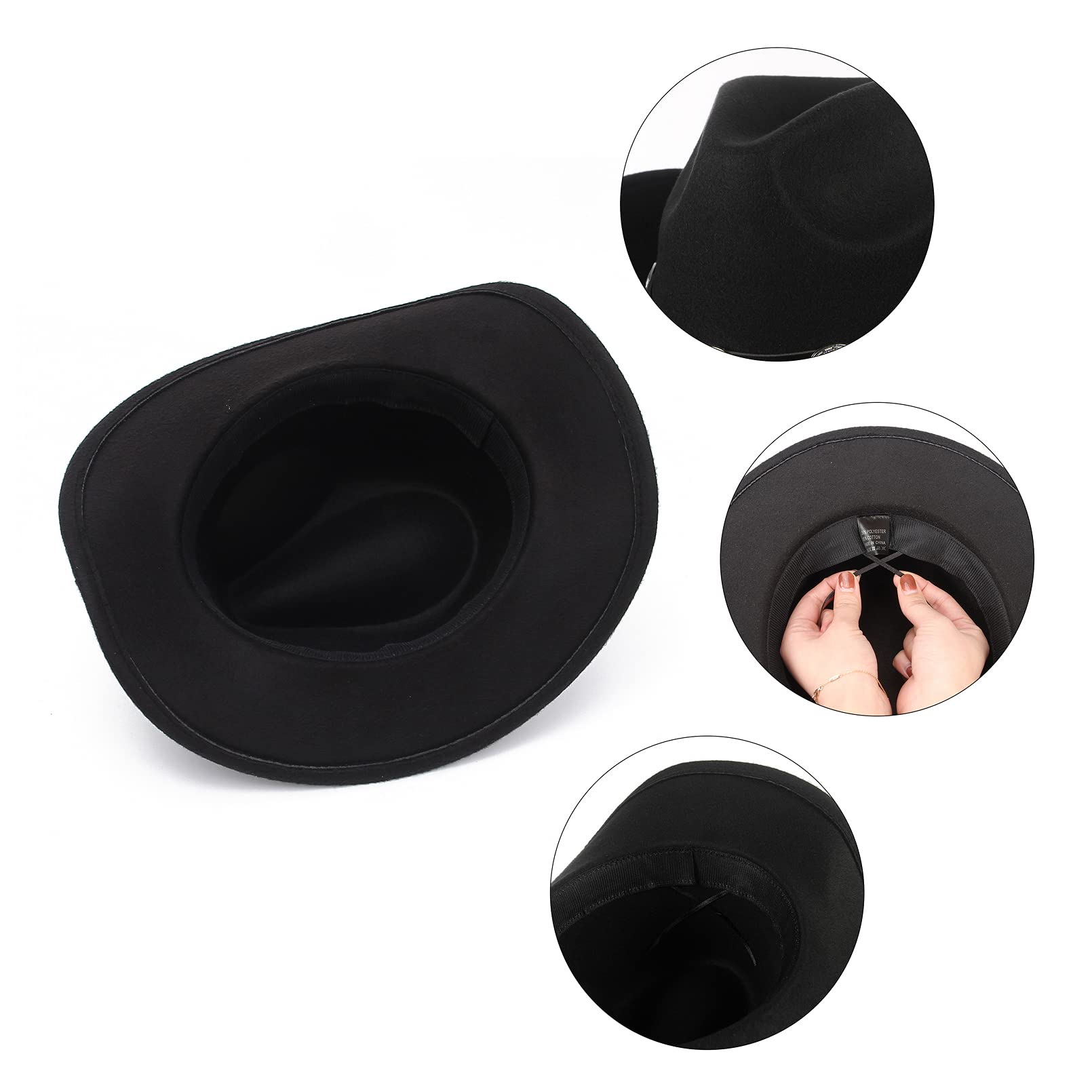GEMVIE Classic Roll Up Brim Fedora Cowboy Hat for Men & Women - Western Cowgirl Hat with Adjustable Belt | Perfect for Rodeo, Country Music Festivals & Outdoor Adventures
