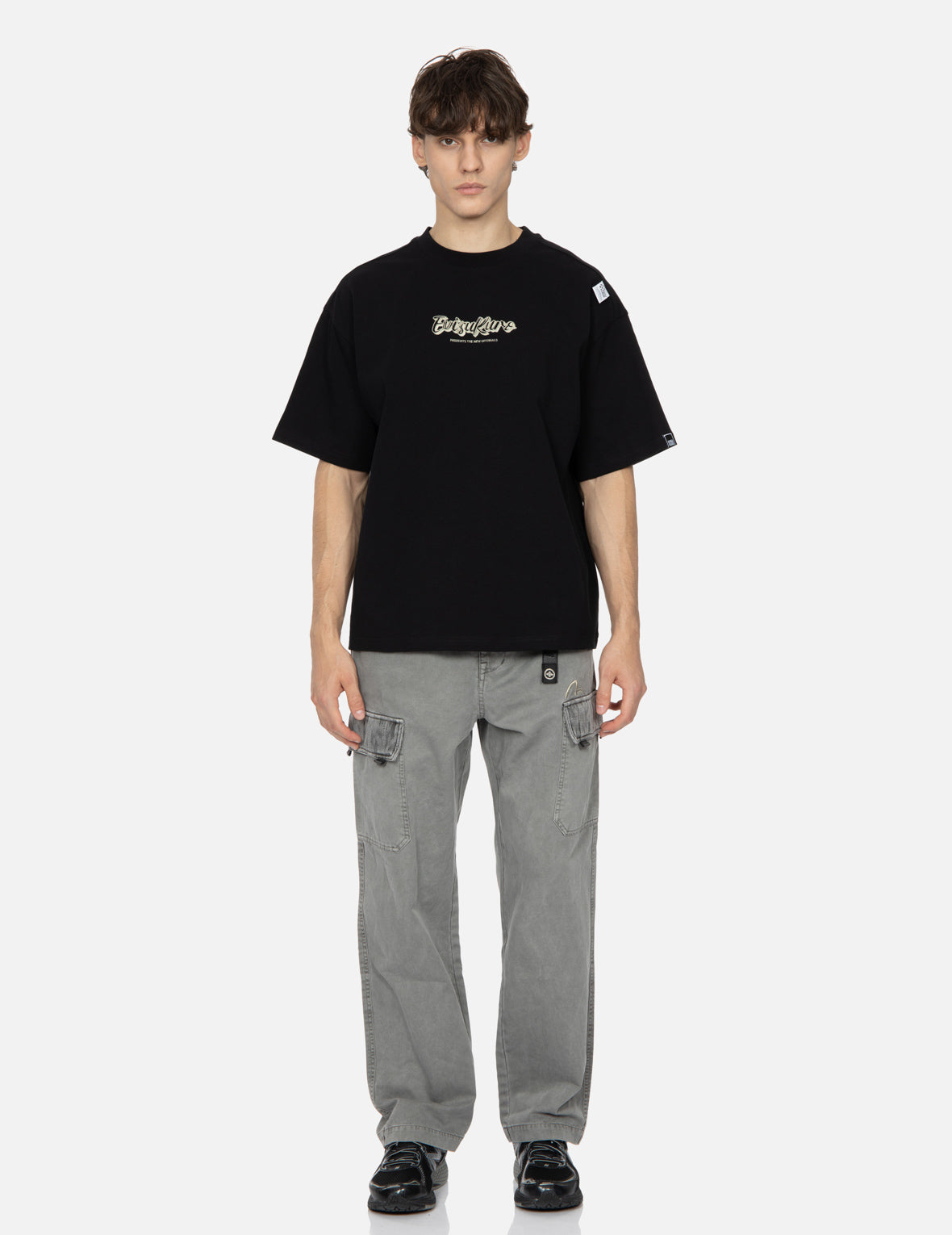 Calligraphy Shadow Logo Embroidery & Seagull Print Loose Fit T-Shirt for Men - Comfortable Casual Wear for Beach Outings, Street Style & Everyday Fashion