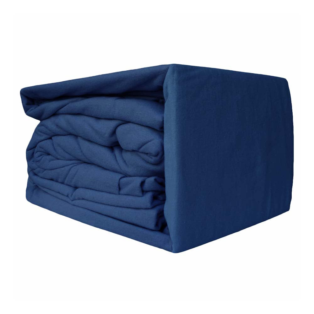 Premium 100% Egyptian Cotton Flannelette Sheet Set - Deep Blue | Double Bed Size (Full/Queen) for Ultimate Comfort & Warmth | Perfect for Cozy Winter Nights & Cold Weather Bedding