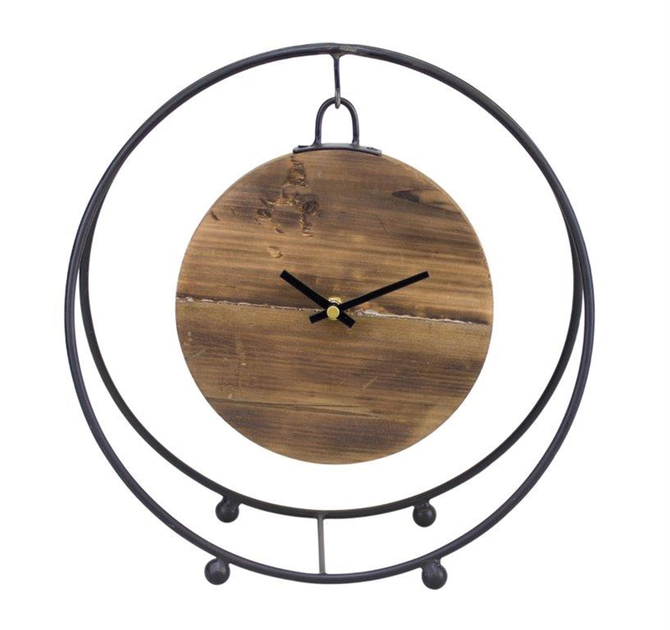 Melrose Modern Home Decorative Wall Clock - 11.5 Inch Round Vintage Style Iron and Wood Wall Clock for Living Room, Bedroom, Office Decor