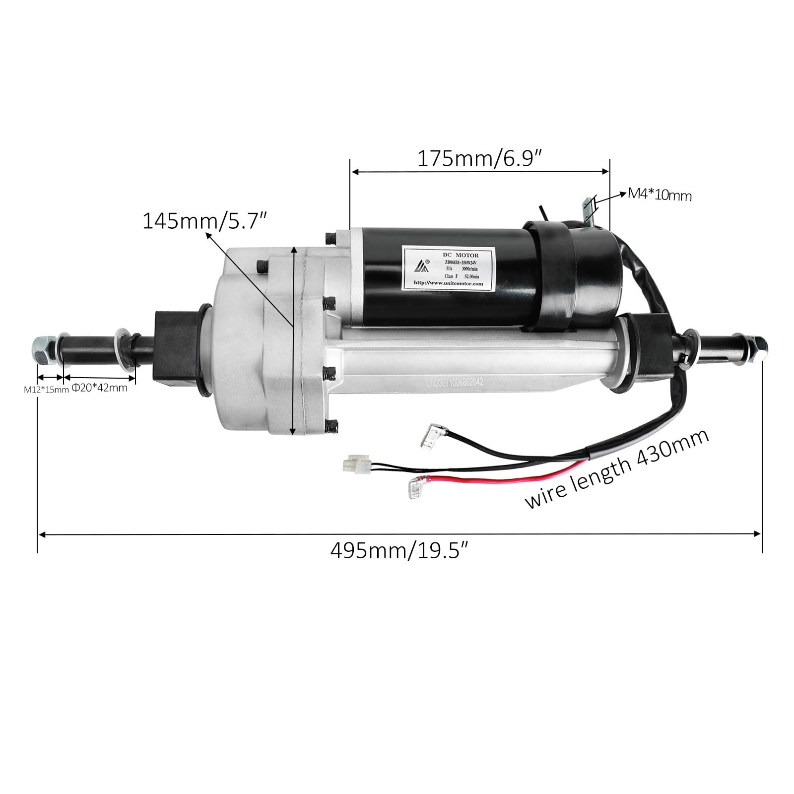 24V 350W Brush Electric Motor Transaxle - Powerful Drive System for Trolleys, Wagons, Scooters, Go Karts, Bicycles, Tricycles, E-Bikes, Lawnmowers, Electric Vehicles & Wheelchairs | Perfect for DIY Projects & Home Improvement