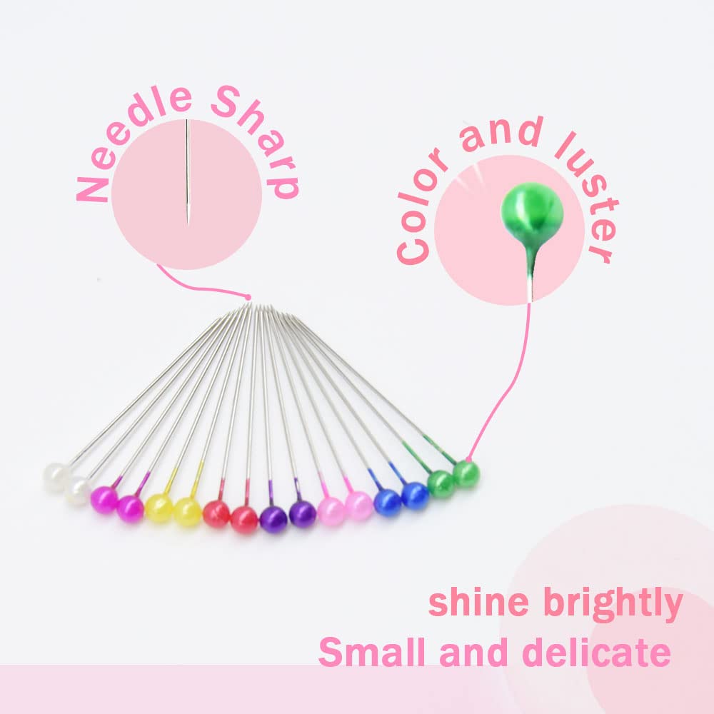 800pcs Pearl Head Straight Pins for Sewing, Quilting & Jewelry Making - 38mm Ball Head Dressmaking Pins for Crafts & Bouquets