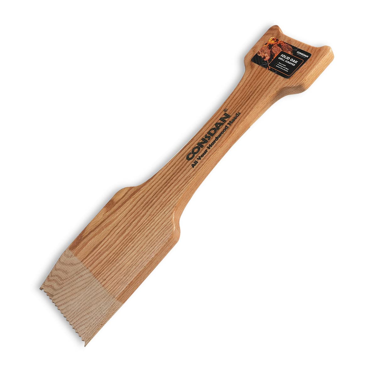 Premium Oak Wood Grill Scraper - Bristle-Free BBQ Grill Brush for Outdoor Grilling, Safe Grill Grate Cleaner - Perfect for Backyard BBQs, Camping & Tailgating