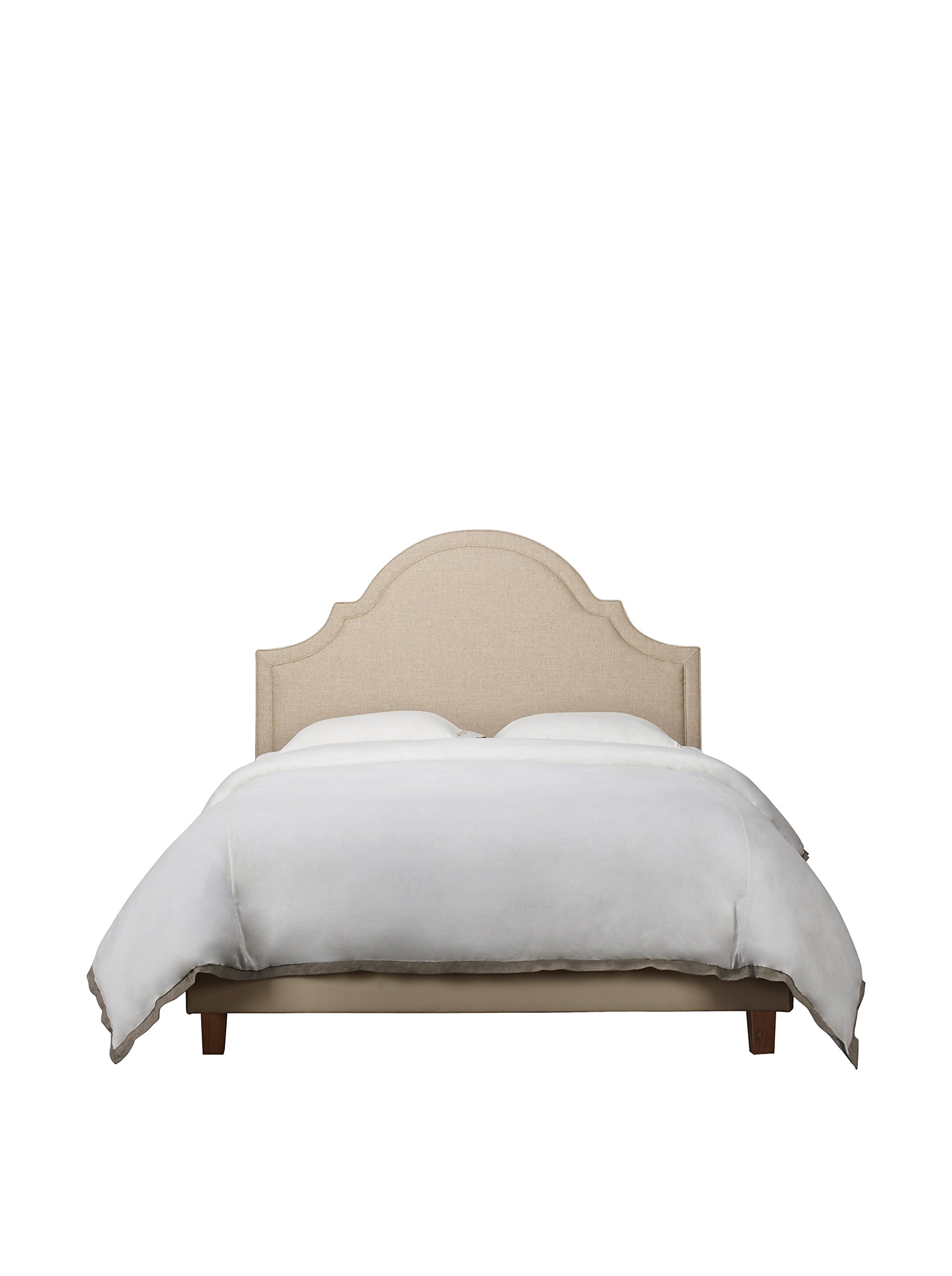 Jennifer Taylor Home Luxury Queen Size Adjustable Linen Blend Upholstered Camel Back Headboard with Trim - Natural - Perfect for Master Bedroom, Guest Room & Home Decor Upgrade