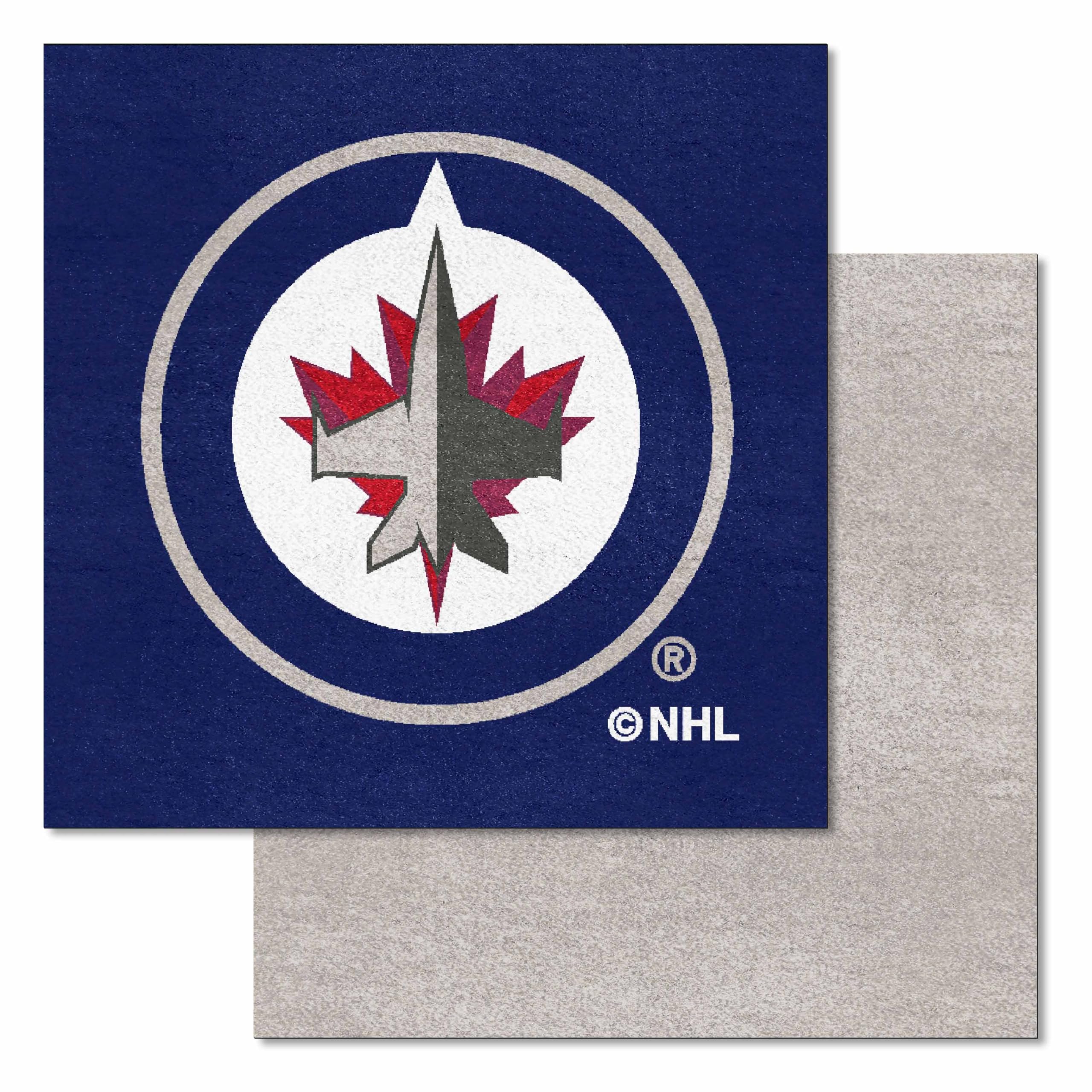 FANMATS 10692 Winnipeg Jets Team Logo Carpet Tiles - 45 Sq Ft Set for Home, Office & Game Room Flooring - Durable & Easy to Install Sports Decor