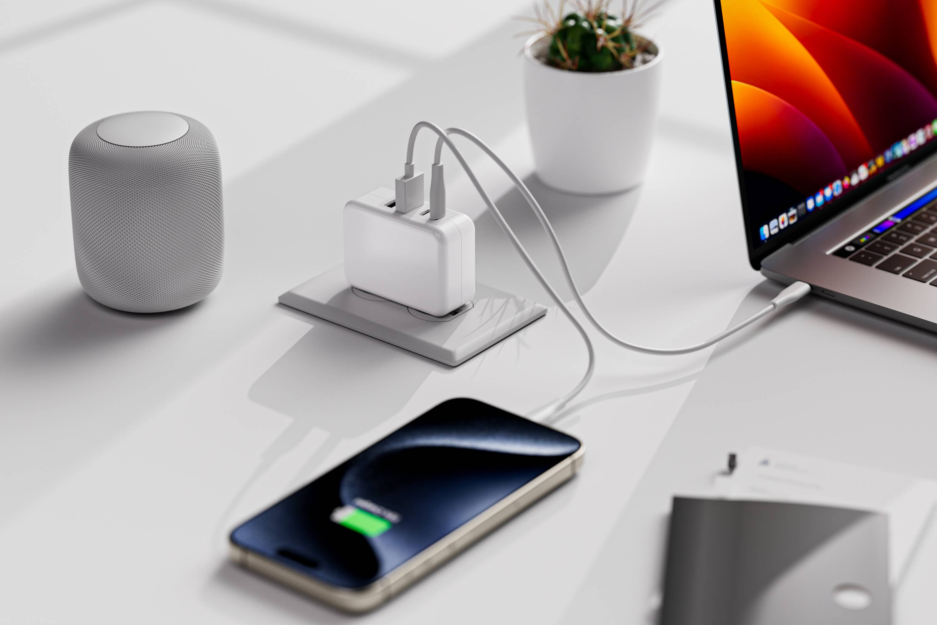 4 Port USB 20W Fast Wall Charger - Multi-Port USB Charging Station for iPhone, Android, iPad - Perfect for Home, Office & Travel