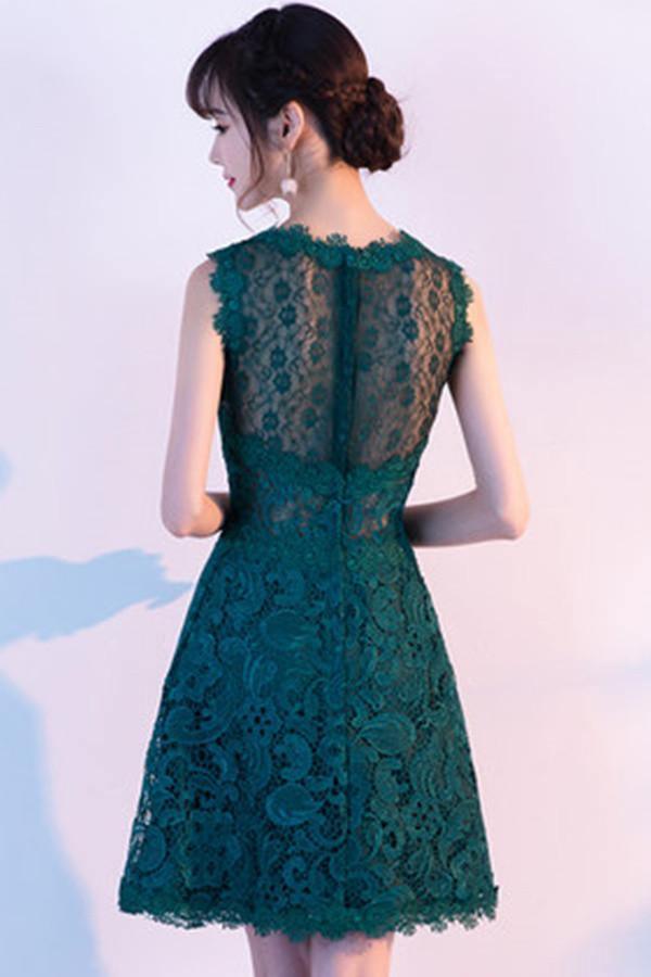 Elegant A-Line Sleeveless Lace Flower Homecoming Dress with Appliques - TR0215 | Perfect for Prom, Evening Parties & Special Occasions