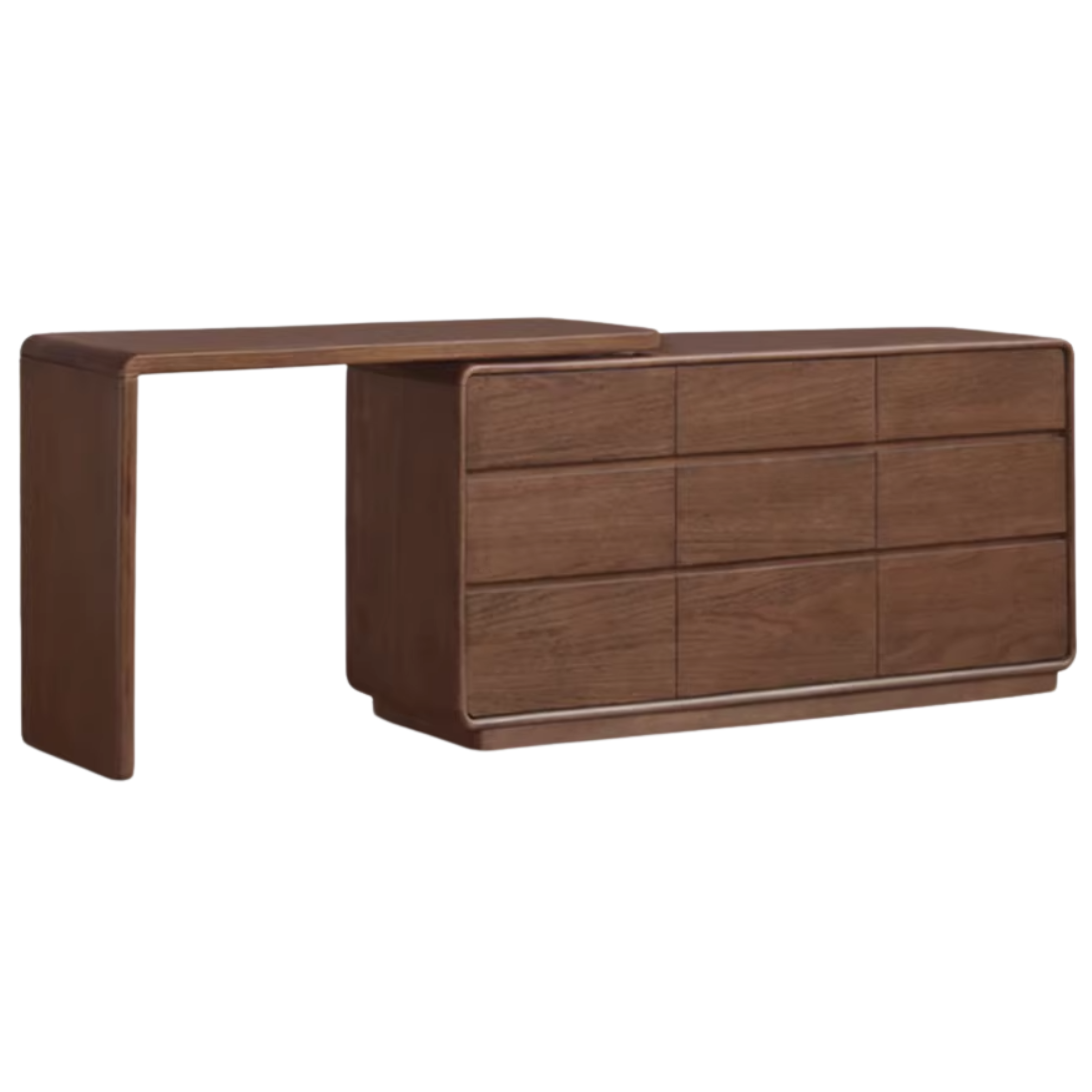 52.5x15.8x28 inch / 150.5x40x71 сm / Walnut color / Golden sandalwood straight board+ nine-drawer cabinet