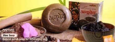 Anuved Utane (Ubtan) Natural Scrub Soap - Pack of 3 (125g Each) with 15 Exotic Indian Herbs & Rishikesh Gangajal | Herbal Face & Body Soap for Soft, Glowing Skin & Tan Removal | Perfect for Daily Skincare & Ayurvedic Beauty Routine