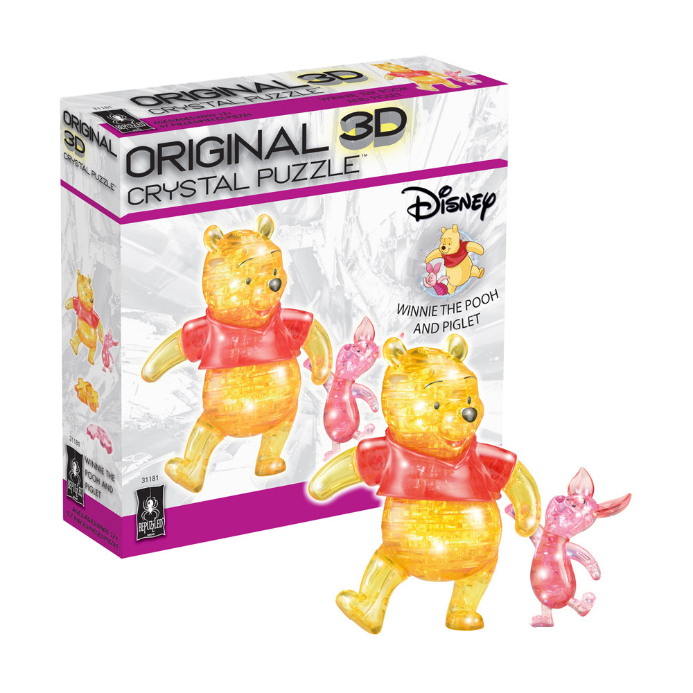 Disney Winnie the Pooh and Piglet 3D Crystal Puzzle - 57 Piece Brain Teaser for Adults & Kids | Fun Family Game Night Activity | Collectible Disney Gift for Fans