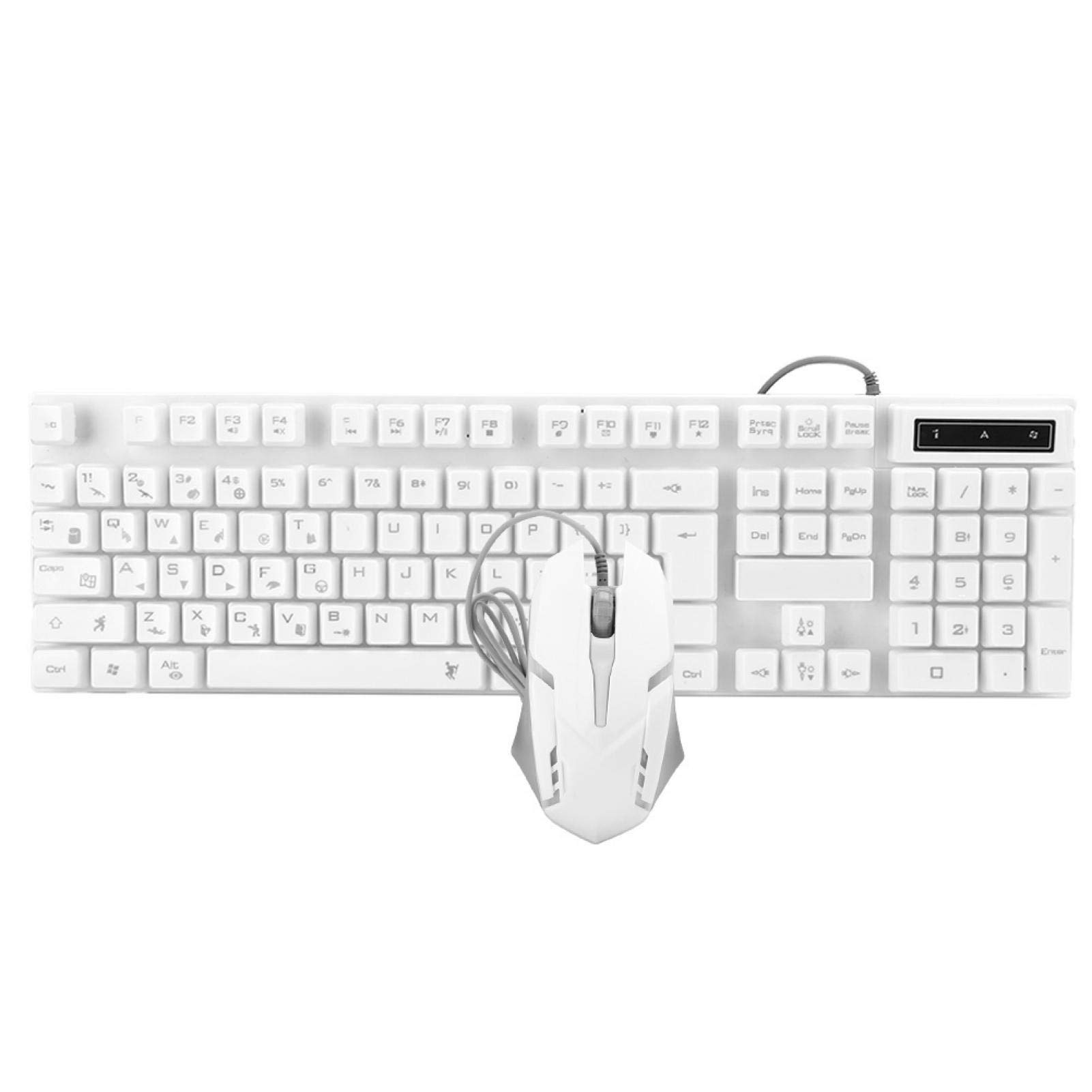 ADITAM USB Wired Keyboard and Mouse Combo - LED Backlit Mechanical Gaming Keyboard with Ergonomic Design, Plug and Play for PC, Laptop, Office & Gaming (White) - Perfect for Work, Gaming & Typing Comfort