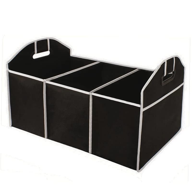 Foldable Car Trunk Organizer with Multiple Compartments - Oversized 50x32.5x32.5cm Storage Box for SUV, Sedan & Travel - Waterproof Car Seat Storage Bag Accessories (Black) | Perfect for Road Trips, Grocery Shopping & Sports Equipment Storage