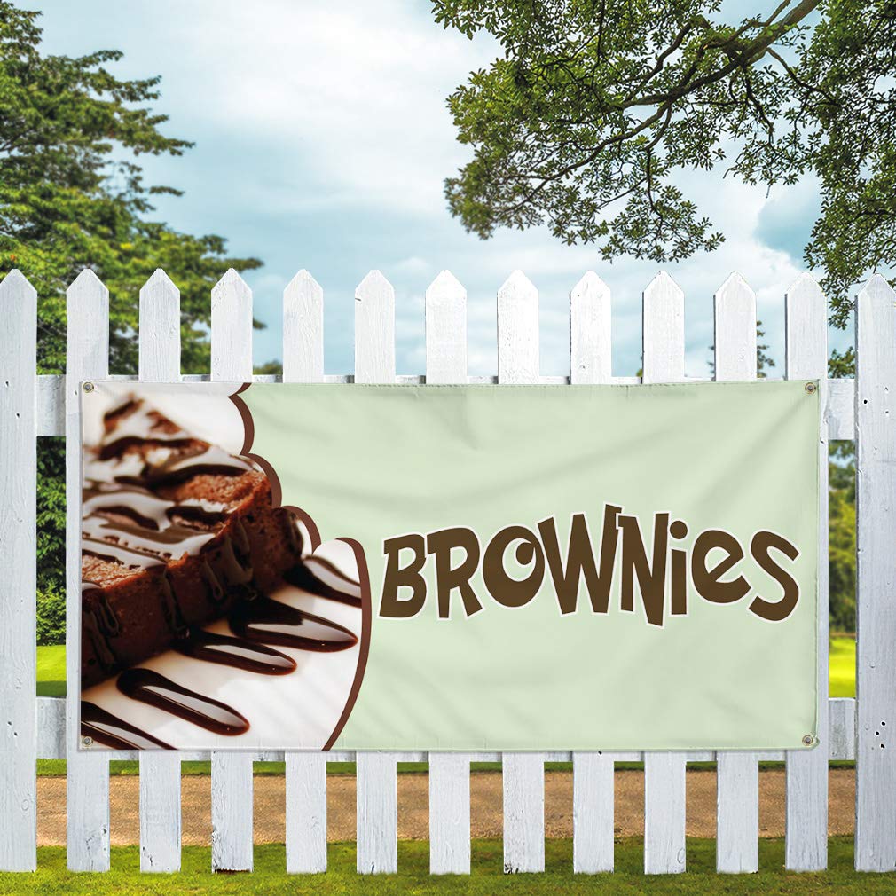 Custom Vinyl Banners for Outdoor Advertising - 48x96 Inches Weatherproof Restaurant & Food Sign with 8 Grommets (White/Grey) - Perfect for Brownies, Yard Signs & Industrial Use
