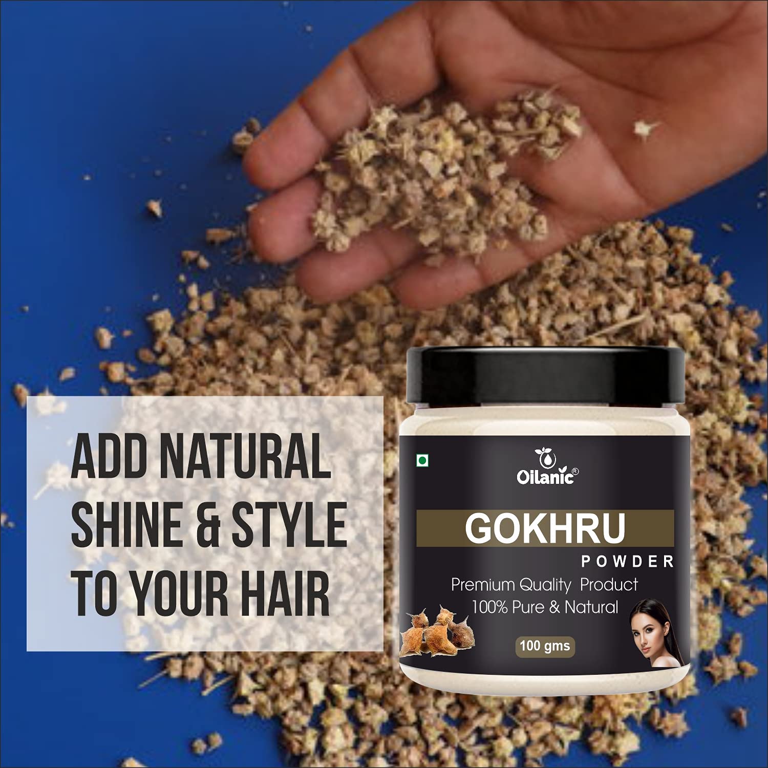 Oilanic 100% Pure Natural Gokhru Powder for Skin & Hair Care - 2 Pack (200g Each) | Herbal Supplement for Healthy Skin & Hair Growth | Perfect for DIY Face Masks & Hair Treatments