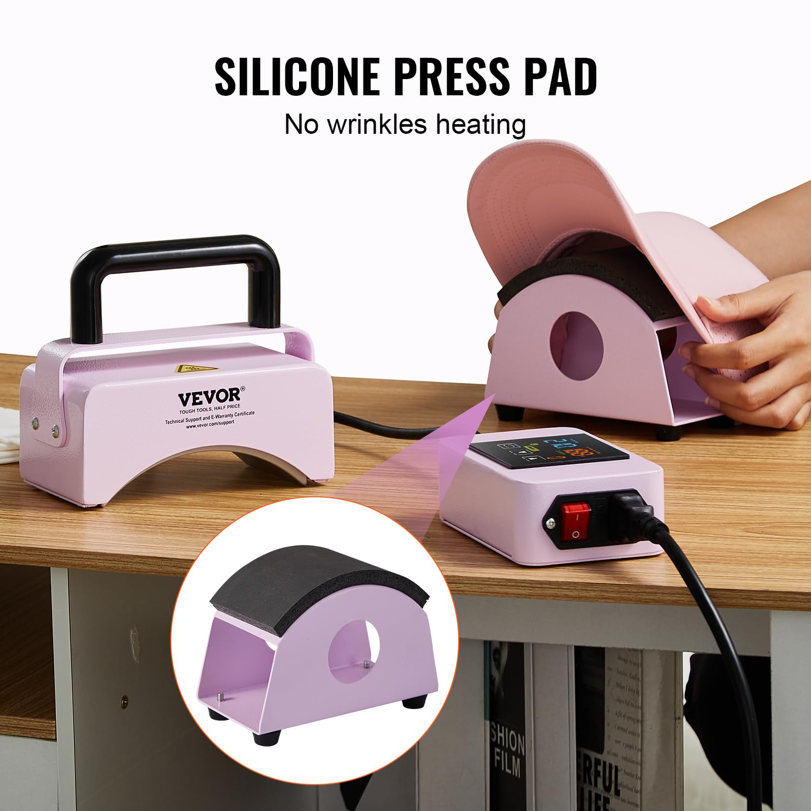 VEVOR Mini Hat Heat Press Machine for Caps with 5.9x3.15