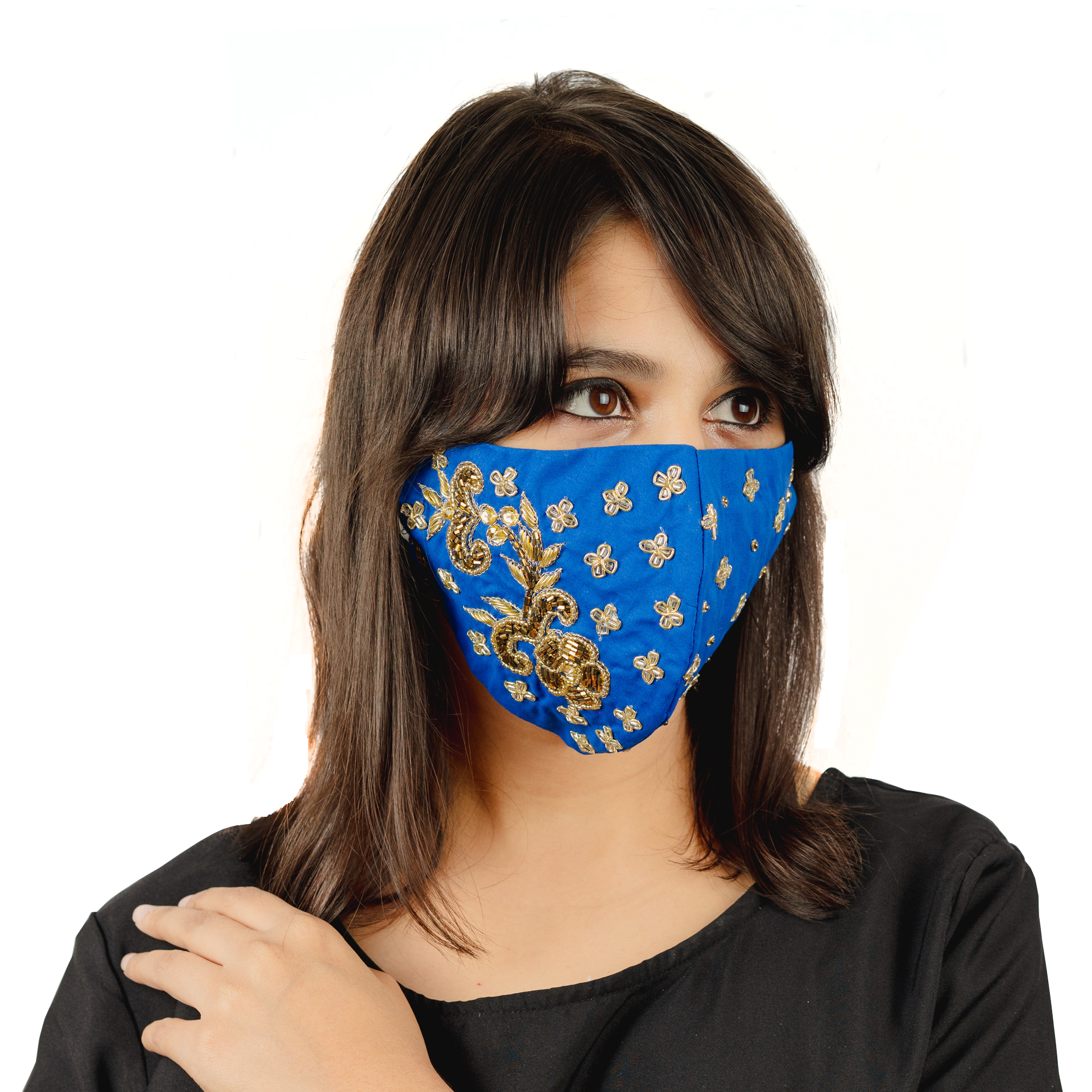 Floral Embroidery Cotton Face Mask - 5 Pack, Breathable & Reusable, Soft Fabric for Daily Protection - Perfect for Shopping, Travel & Outdoor Activities