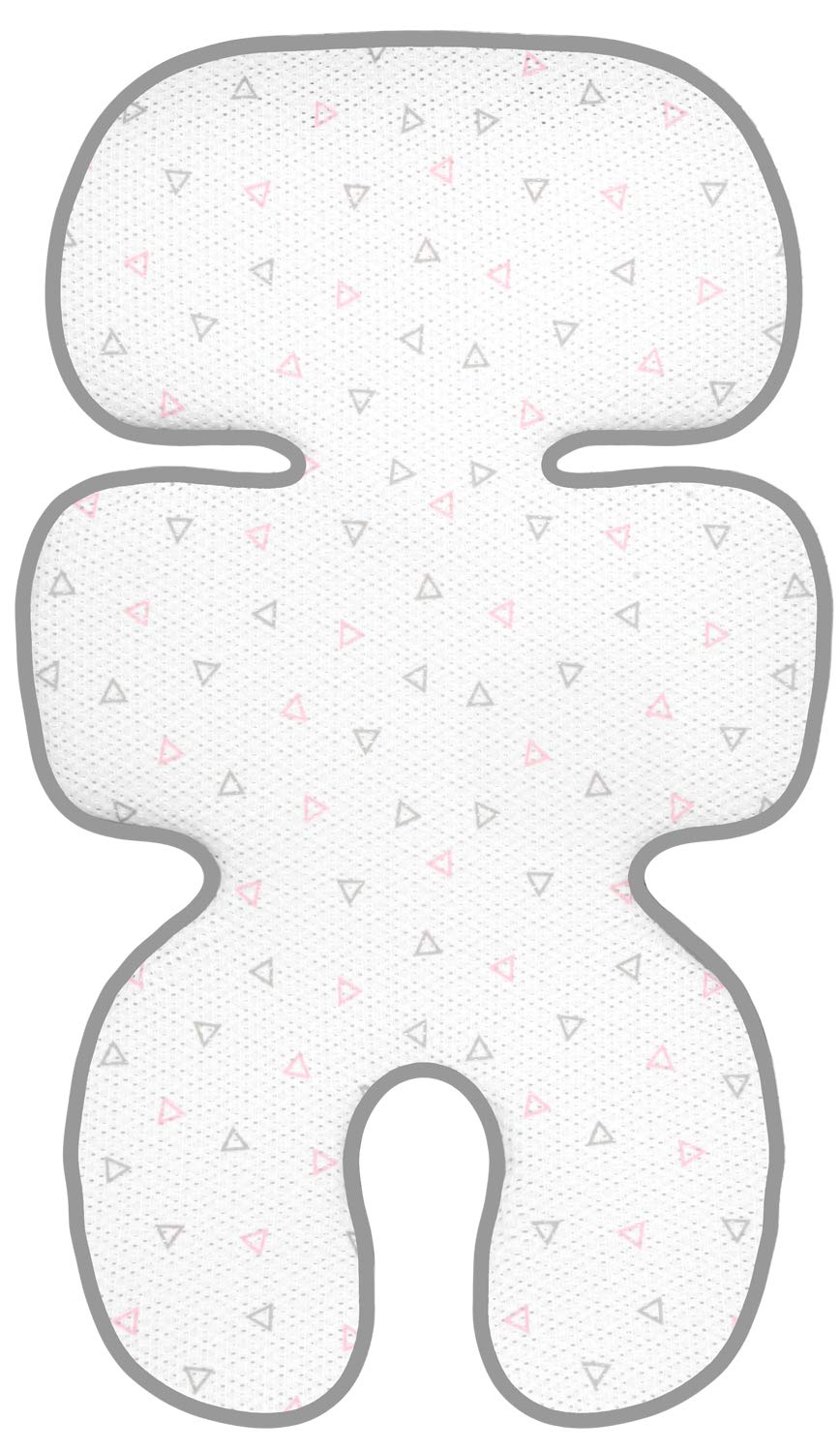 Manito Clean Basic 3D Mesh Seat Pad - Breathable Cushion Liner for Baby Stroller & Car Seat (Triangle Pink) | Comfortable Support for Infants & Toddlers During Travel & Outdoor Activities