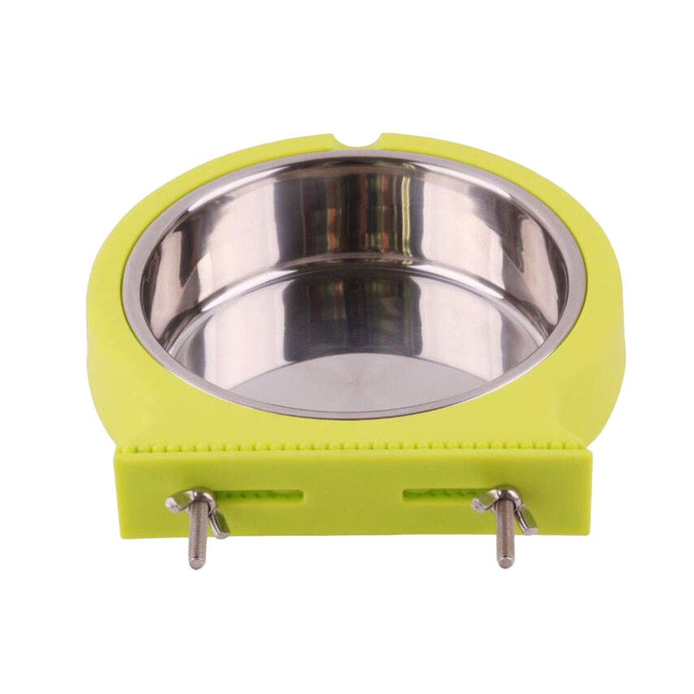 TEHAUX Stainless Steel Hanging Pet Bowl for Dogs & Cats - Green, Size S - Perfect for Travel & Outdoor Feeding