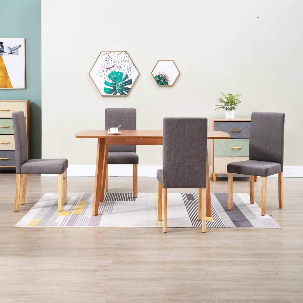 4 Pack Fabric Upholstered Dining Chairs with Solid Wood Legs - Comfortable Padded Kitchen & Living Room Chairs for Home, Hotel, Wedding & Lounge Reception - Perfect for Dining Sets, Breakfast Nooks & Entertaining Guests