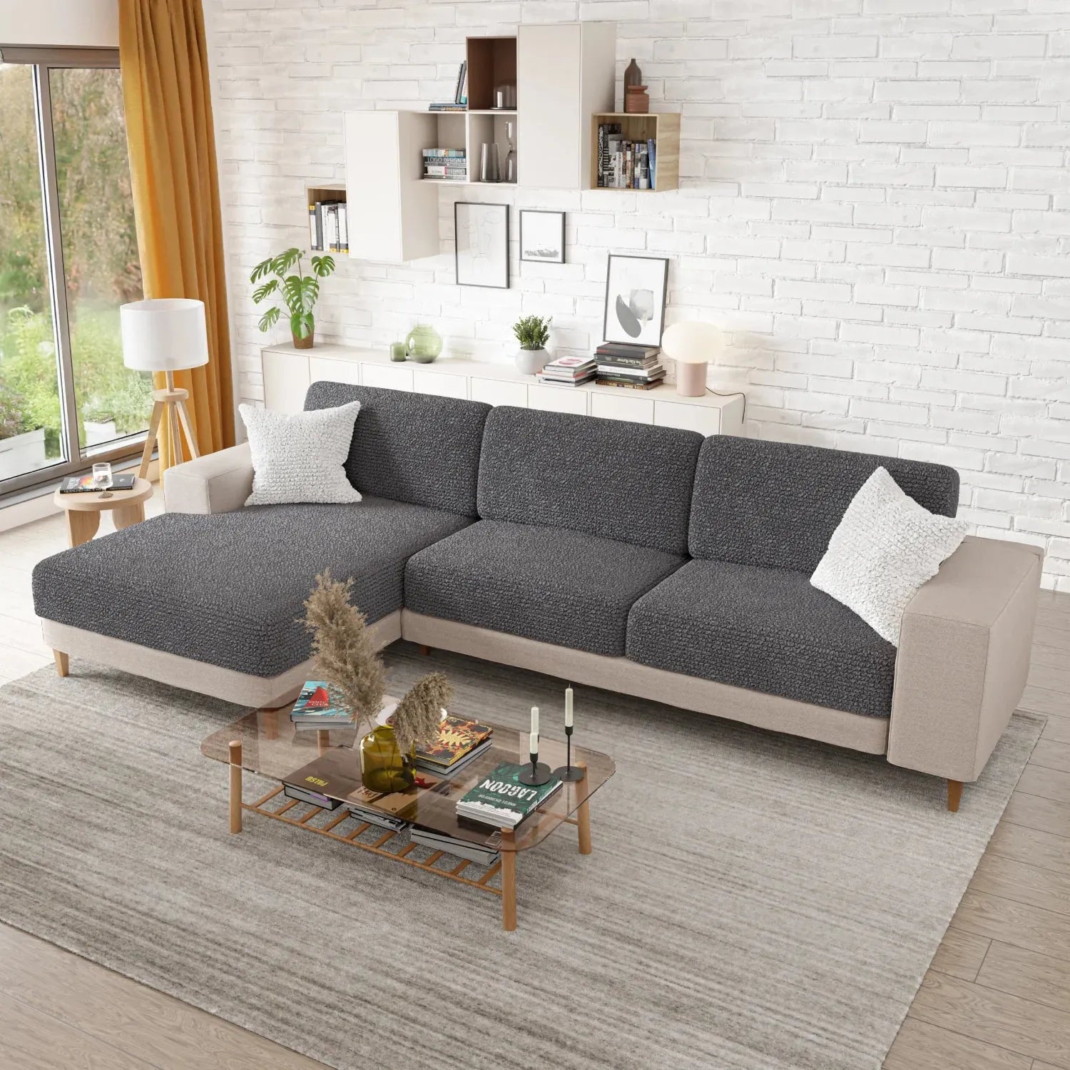 Premium Microfiber Chaise Lounge Seat Cushion Cover - Soft, Durable & Washable - Perfect for Living Room, Patio or Outdoor Furniture Protection