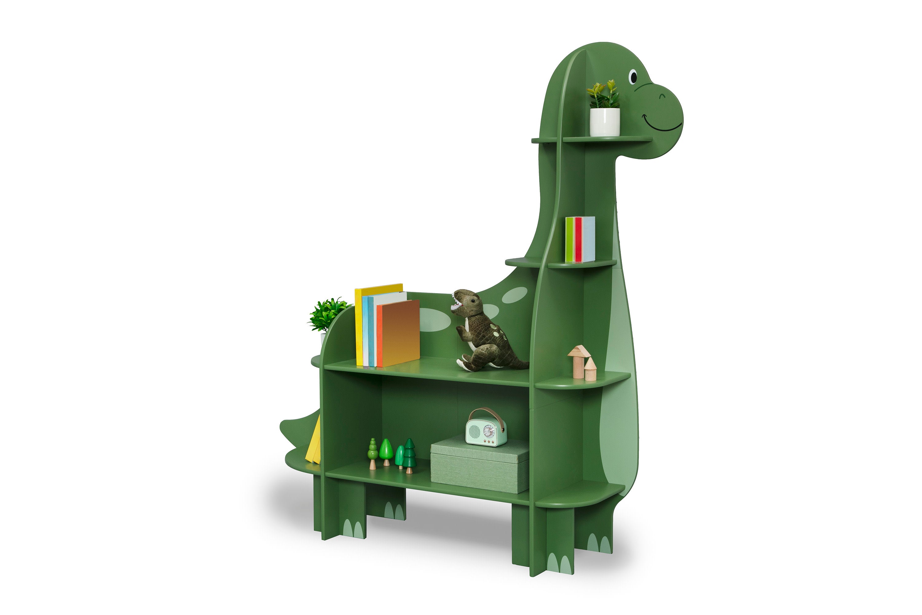 Dinosaur Themed Kids Bookcase - Fun & Educational Bookshelf for Children's Room, Playroom, or Classroom Decor