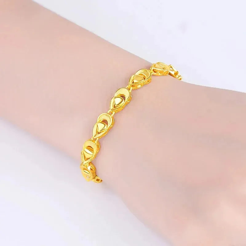 24K Pure Gold Bracelet for Women - 999 Solid Real Gold Bangle, Elegant Romantic Classic Jewelry Gift for Anniversary, Valentine's Day & Special Occasions