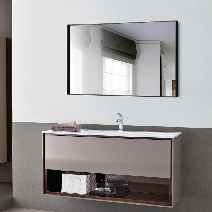 Sleek Modern Black Aluminum Framed Wall Mirror - Full Length Floor Mirror for Bedroom, Living Room & Entryway Decor