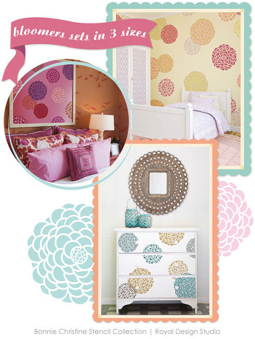 Bloomers Furniture Stencil Set - Reusable DIY Wooden Decorative Painting Templates for Home Decor & Crafts | Perfect for Furniture Upcycling, Wall Art, and DIY Projects