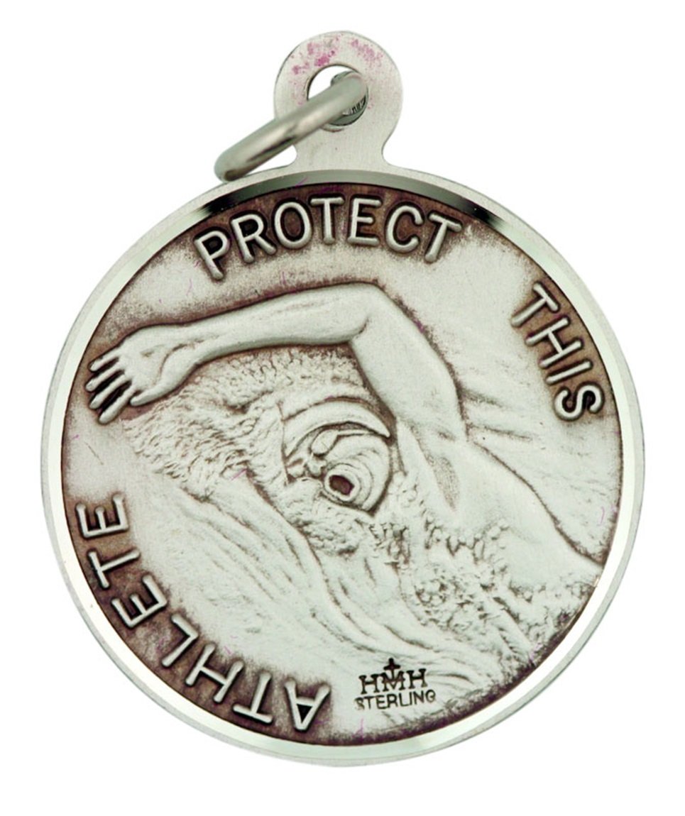 Sterling Silver Saint Sebastian Medal Pendant for Athletes - 15/16 Inch Religious Jewelry Gift for Sports Enthusiasts - Perfect for Baptism, First Communion, and Sports Protection Blessings