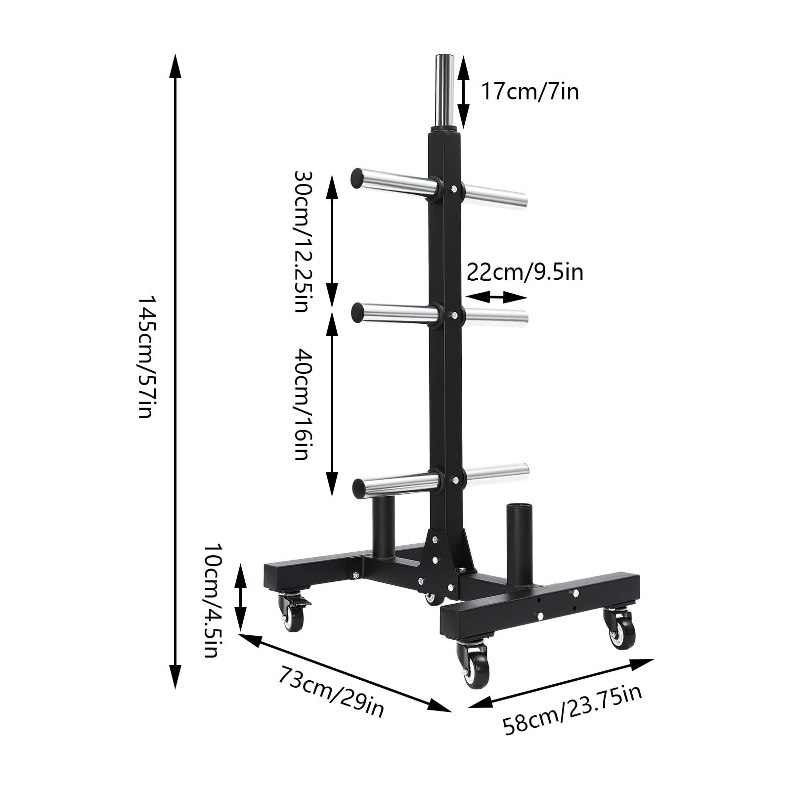 Olympic & Standard Weight Plate Rack - Vertical Bar Storage for Bumper Plates & Olympic Barbells | Home Gym Equipment for Strength Training & Fitness Workouts
