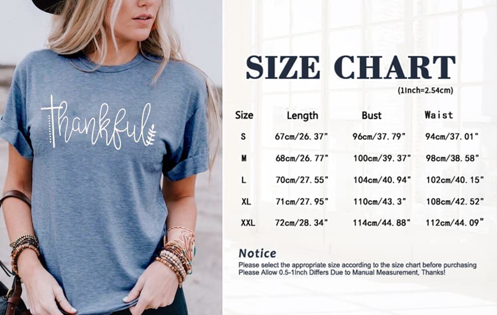 Women's Thanksgiving Graphic T-Shirts - Thankful Short Sleeve Casual Tops for Holiday Gatherings, Family Dinners & Fall Festivals