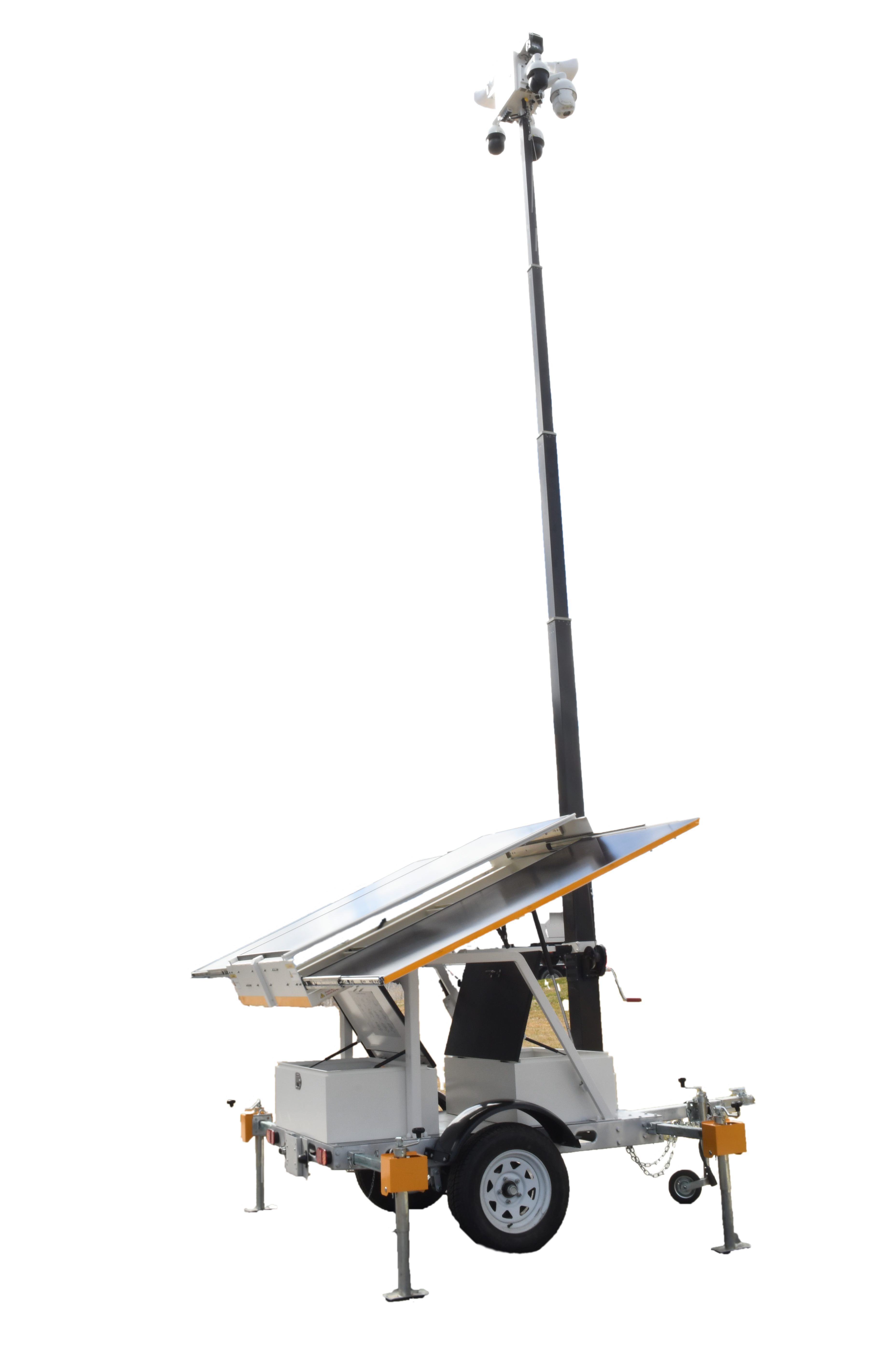 Solar-Powered Security Trailer with Motion Detection - Weatherproof Outdoor Surveillance System for Construction Sites, Farms & Remote Properties