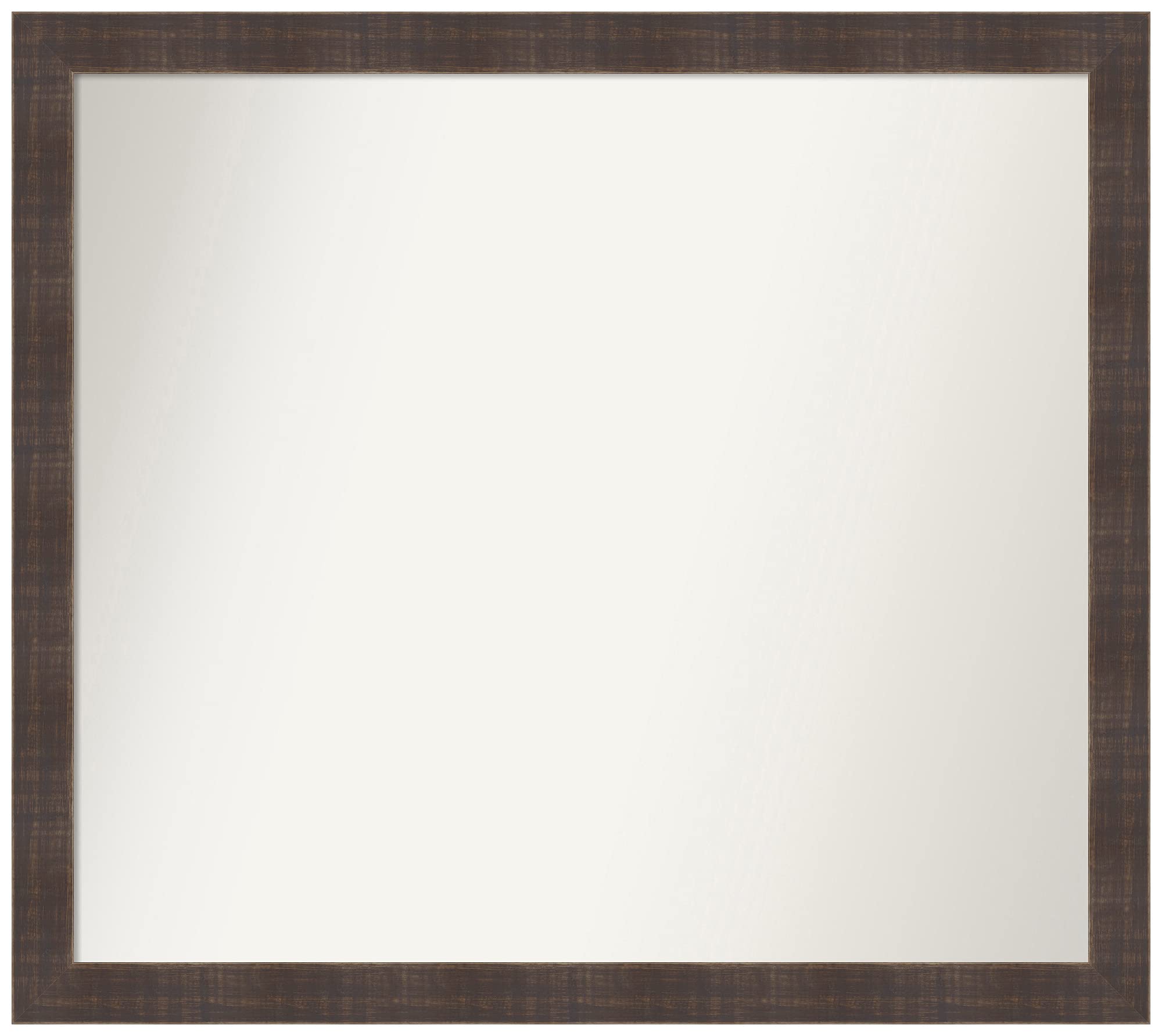 Amanti Art Non-Beveled Custom Wall Mirror 24.25 x 27.25 Inches - Whiskey Brown Rustic Wood Frame - Bathroom, Living Room, Bedroom Decor - Custom Size Options Available
