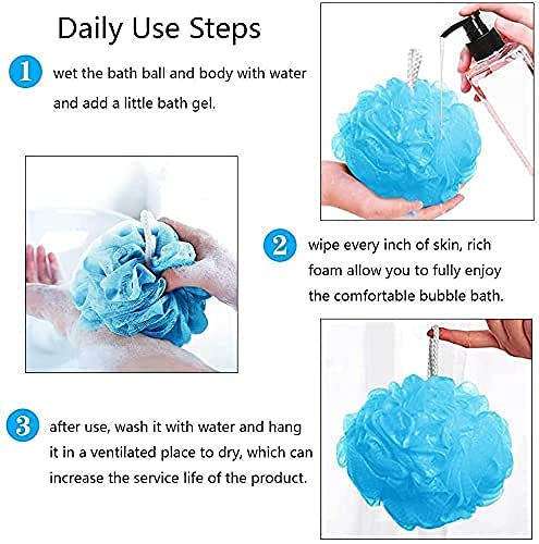 Alboss Exfoliating Loofah Sponge - Soft Round Bath Body Scrubber for Men, Women & Kids - Gentle Exfoliating Shower Pouf - Pack of 2 Multicolor Bath Sponges - Perfect for Daily Shower, Spa & Skincare Routine