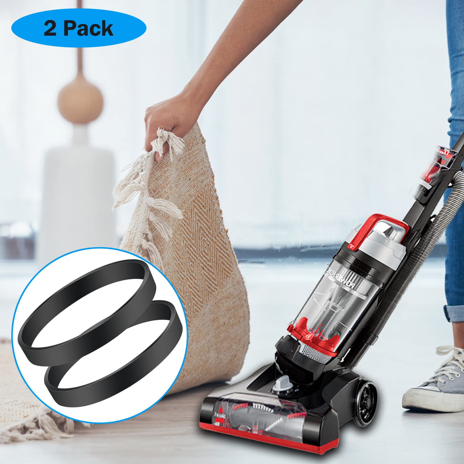 Hoover Elite Rewind Plus Vacuum Belt Replacement - Compatible with Models UH71003, UH71009, UH71011, UH71012, UH71013, UH71200, UH72003, UH72011 - Durable Upright Vacuum Cleaner Accessory for Deep Cleaning Carpets & Floors