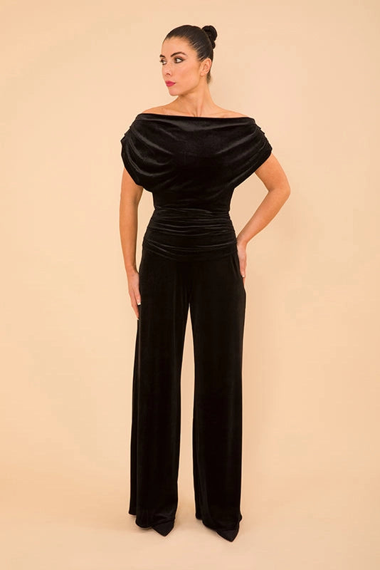 Black Velvet Carbon Jumpsuit for Women - Stylish One-Piece Bodysuit for Parties, Night Out & Special Occasions