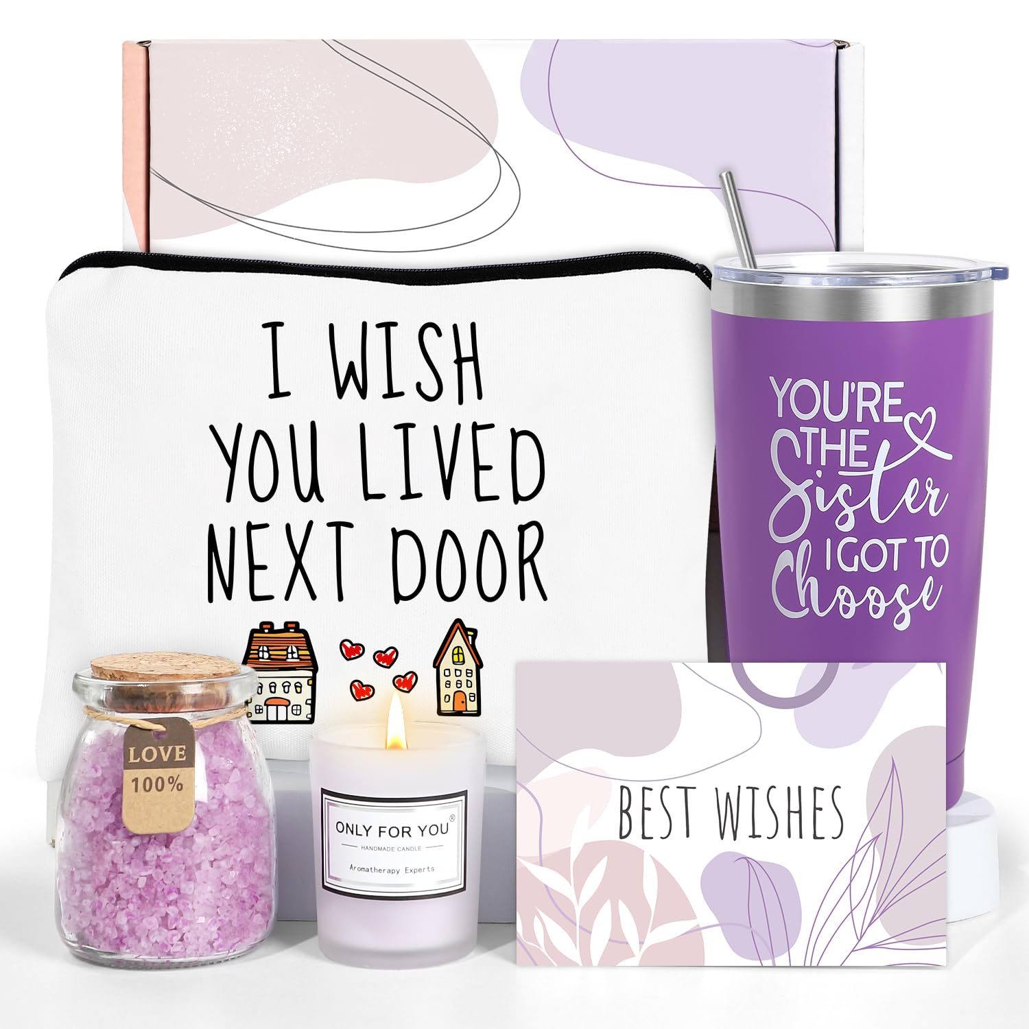 Best Friend Birthday Gifts for Women - Unique Spa Gift Basket for Her, Sister, Bestie | Relaxation Self-Care Present | Perfect for Birthdays, Anniversaries & Galentine's Day (Purple)
