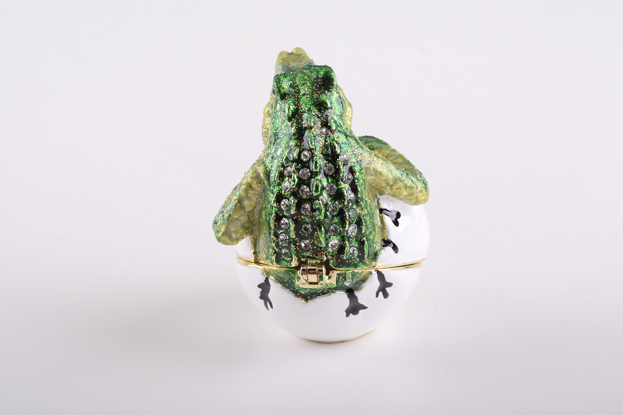 Keren Kopal Alligator Trinket Box - Faberge Style Jewelry Box Decorated with Swarovski Crystals, Unique Luxury Home Decor for Vanity, Dresser, or Gift