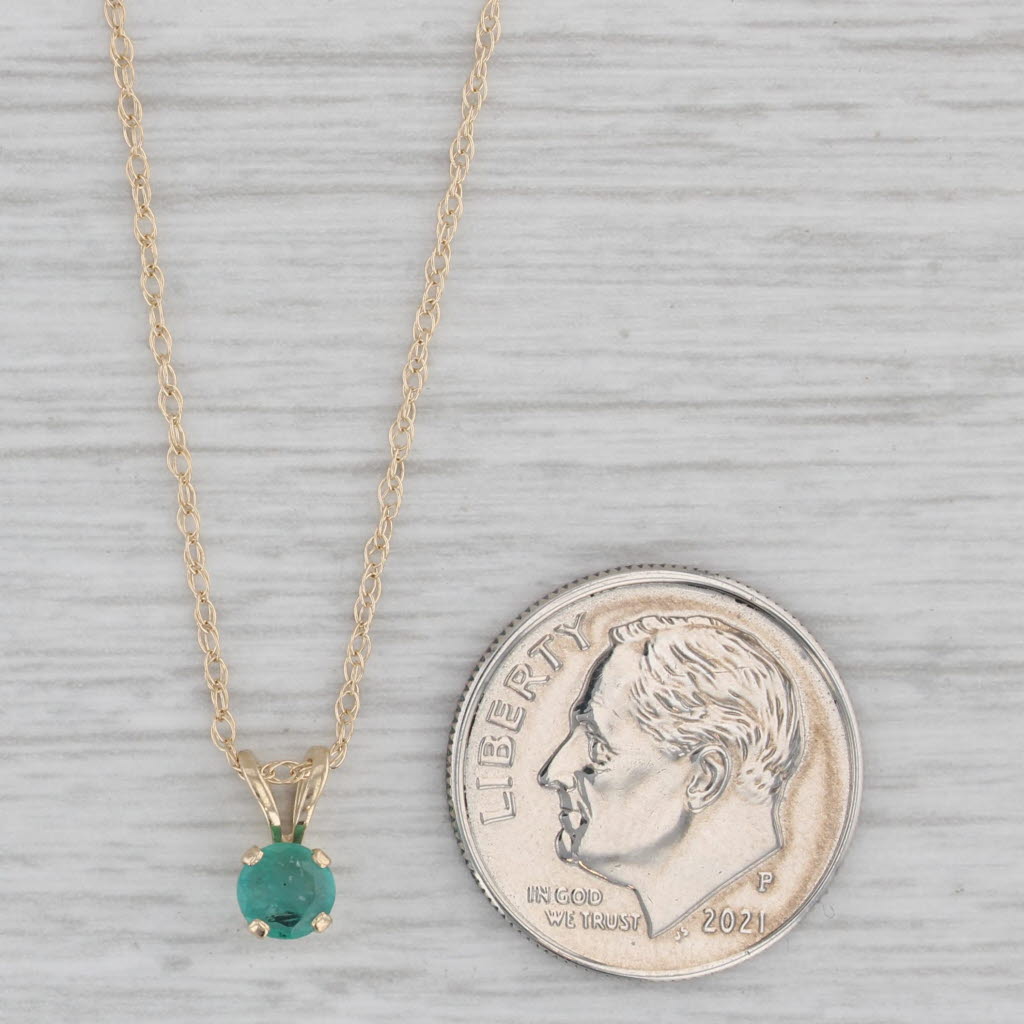 0.20ct Emerald Solitaire Pendant Necklace in 14k Yellow Gold with 18.75