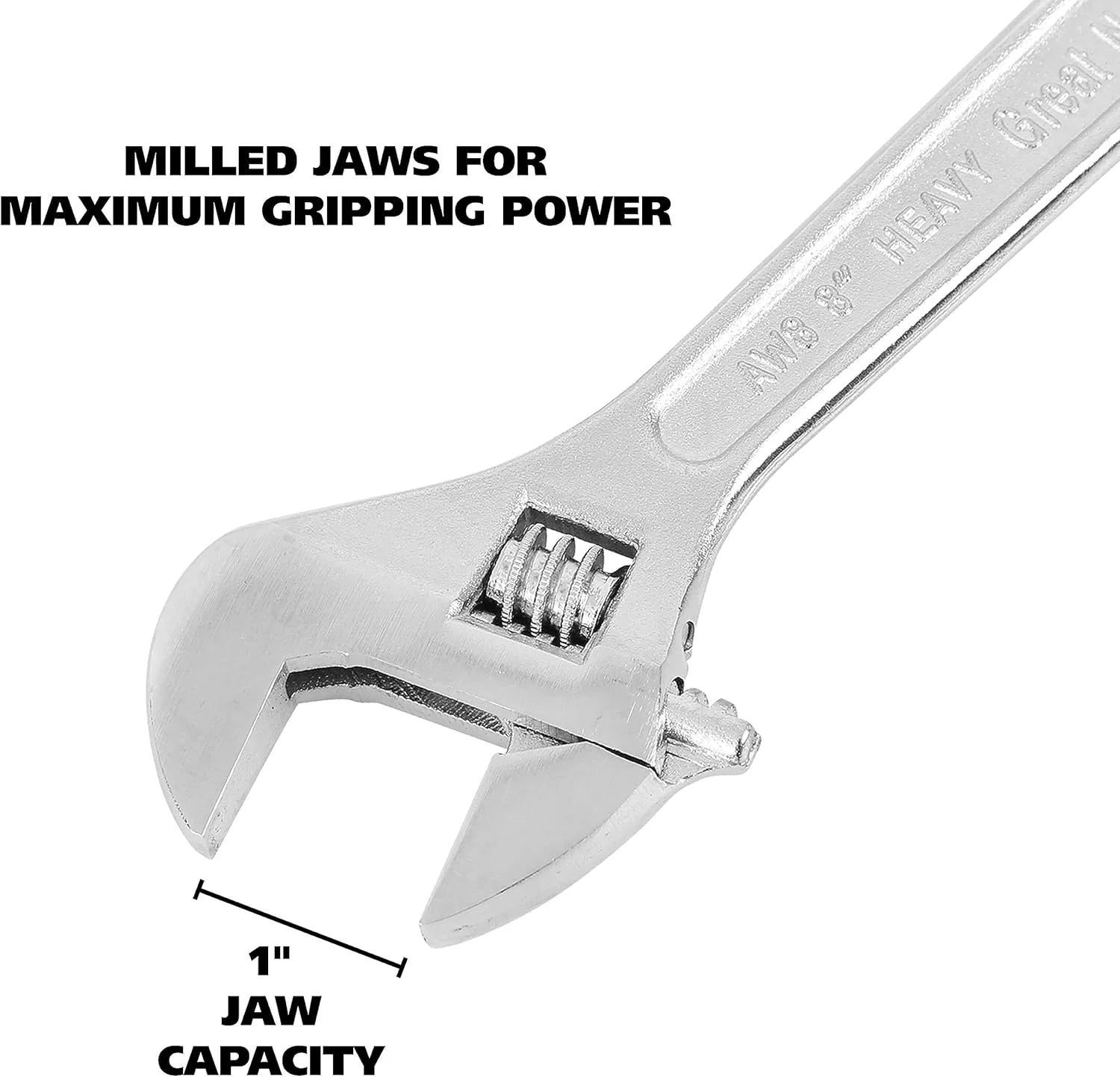 GreatNeck AW8C 8-Inch Adjustable Wrench - Heavy Duty Steel Construction, Smooth Jaw Adjustment for Plumbing, Automotive & DIY Home Repairs