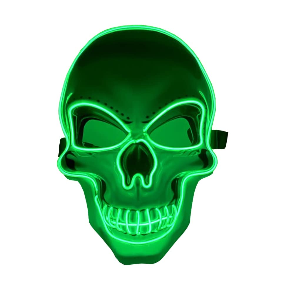 Glow in the Dark LED Halloween Skull Mask - Scary Light Up Mask with 3 Flash Modes for Halloween Party, Cosplay, Haunted House & Carnival Costume - Perfect for Trick or Treating & Spooky Decorations