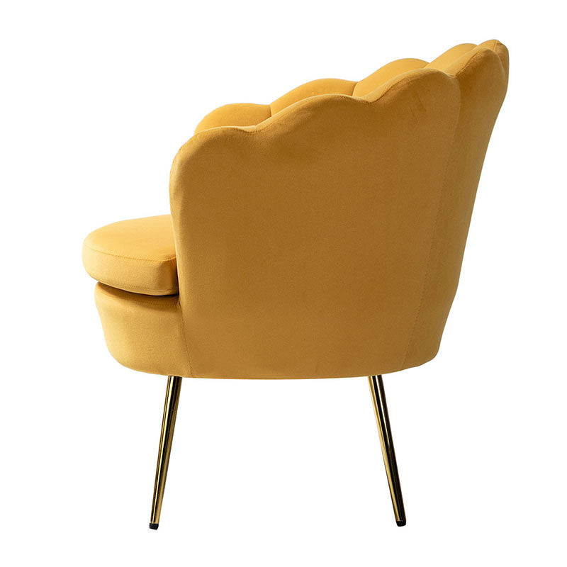 Evelia Velvet Scalloped Barrel Chair - Luxurious Velvet Accent Chair with Curved Back for Living Room, Bedroom & Office - Perfect for Reading Nook, Lounge Area or Home Decor