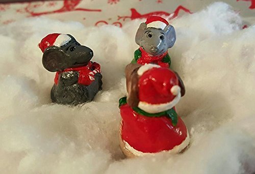 Miniature Porcelain Santa Mouse Figurine - Christmas Tree Ornament & Holiday Home Decor for Xmas, Winter, Party, Gift Giving