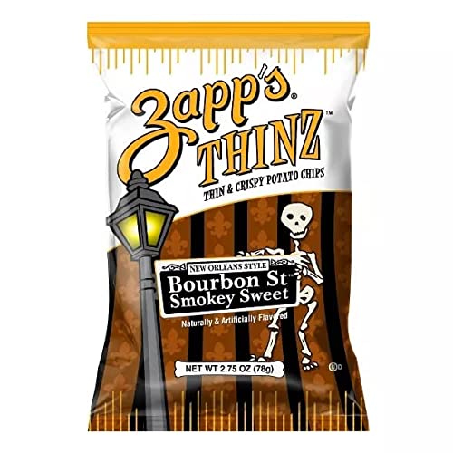 Zapp's Thinz Thin & Crispy Potato Chips - Bourbon St. Smokey Sweet Flavor - 2.5oz Bags (Pack of 2) - Perfect for Snacking, Parties & Game Nights