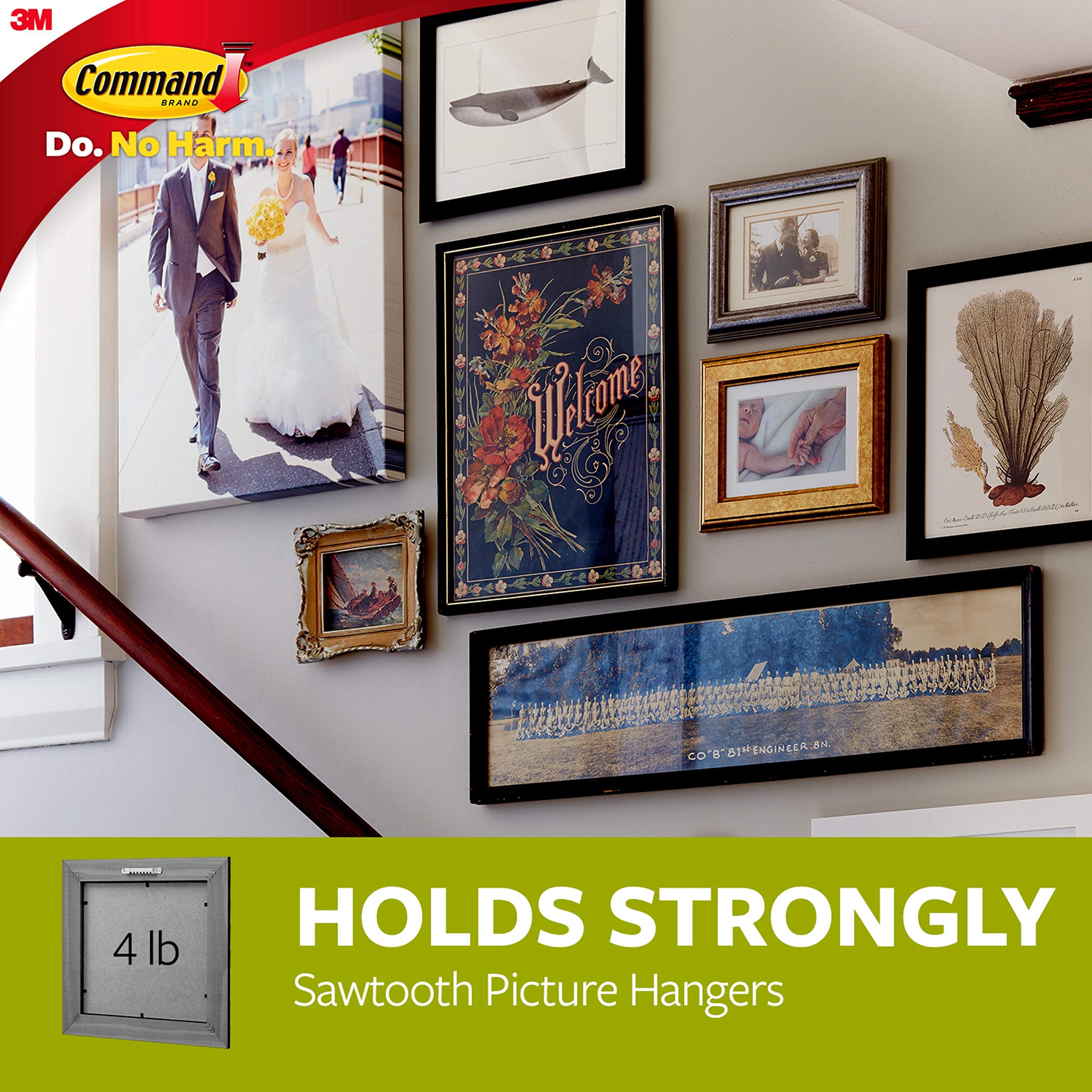 Command Large Picture-Hanging Hooks (3-Pack, White) - Damage-Free Wall Hanging Solution for Photos, Frames & Home Decor