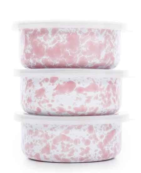 Pink Marble Food Storage Containers with Lids - Airtight BPA-Free Plastic Bowls for Meal Prep, Leftovers & Pantry Organization - Perfect for Kitchen, Office & Dorm Use